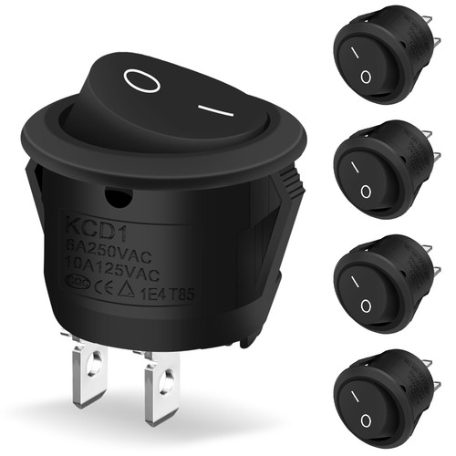 Black round rocker switch - black,